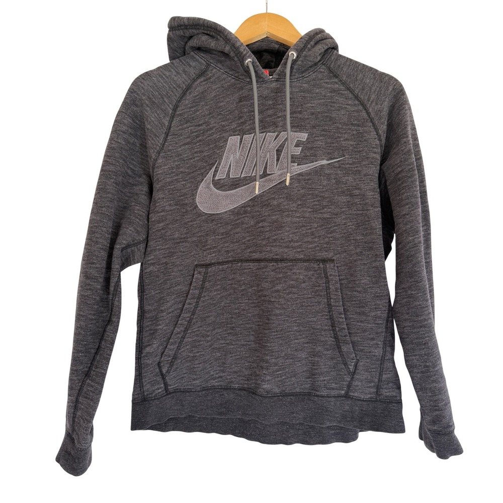 Nike Mens‎ Hoodie Charcoal Grey Heathered Pullover Embroidered Logo 863668-032 M